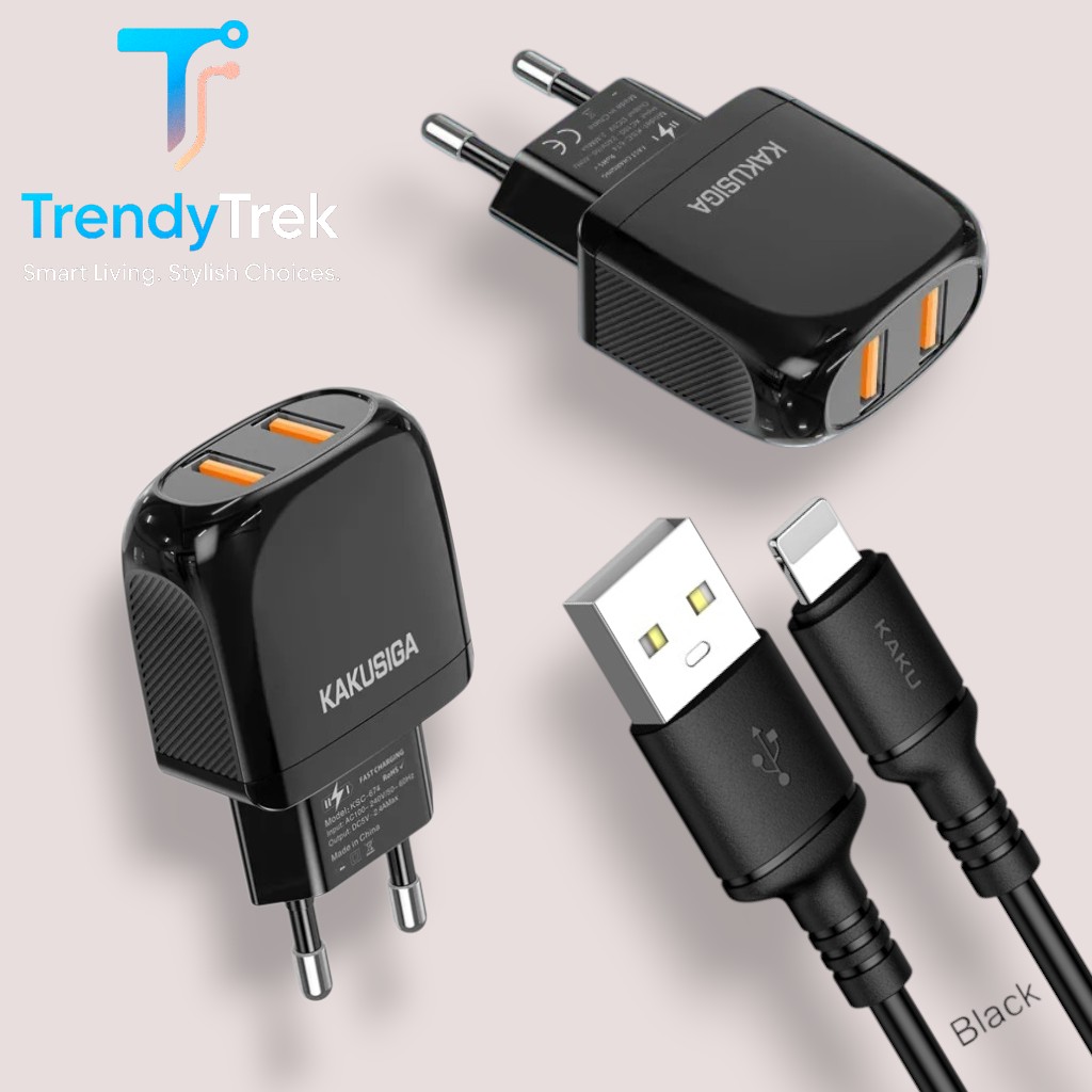 Kakusiga KSC-694 Xuansu Series Dual Port Fast Charger Set – USB to Lightning - Image 2
