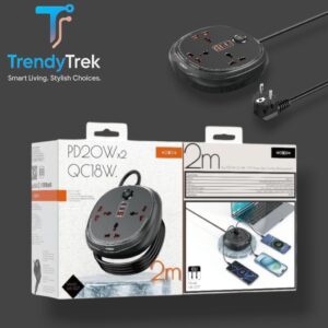 Moxom MX-ST27 6-in-1 Power Strip – PD20W + QC18W Fast Charging (2m)