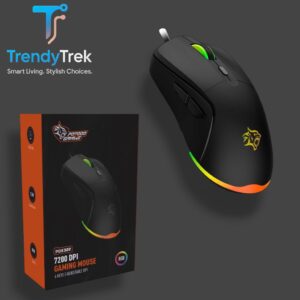 Porodo Gaming Wired Mouse DPI 7200 with RGB Light – Black (PDX322)