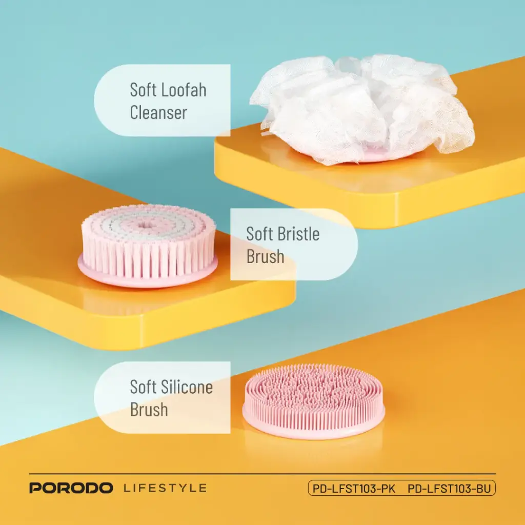 Porodo Kids Electric Bath Brush (3-in-1 Soft Cleanser) – Pink or Blue - Image 3