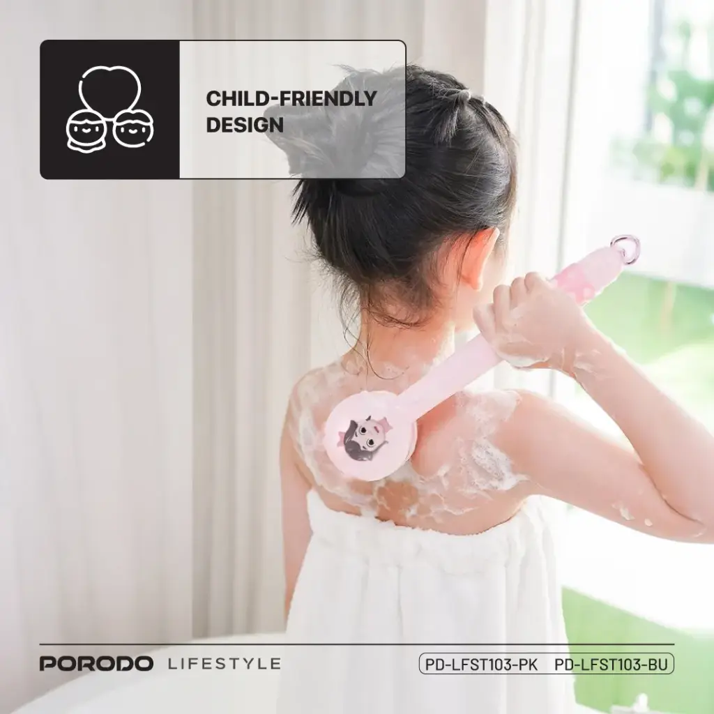 Porodo Kids Electric Bath Brush (3-in-1 Soft Cleanser) – Pink or Blue - Image 9