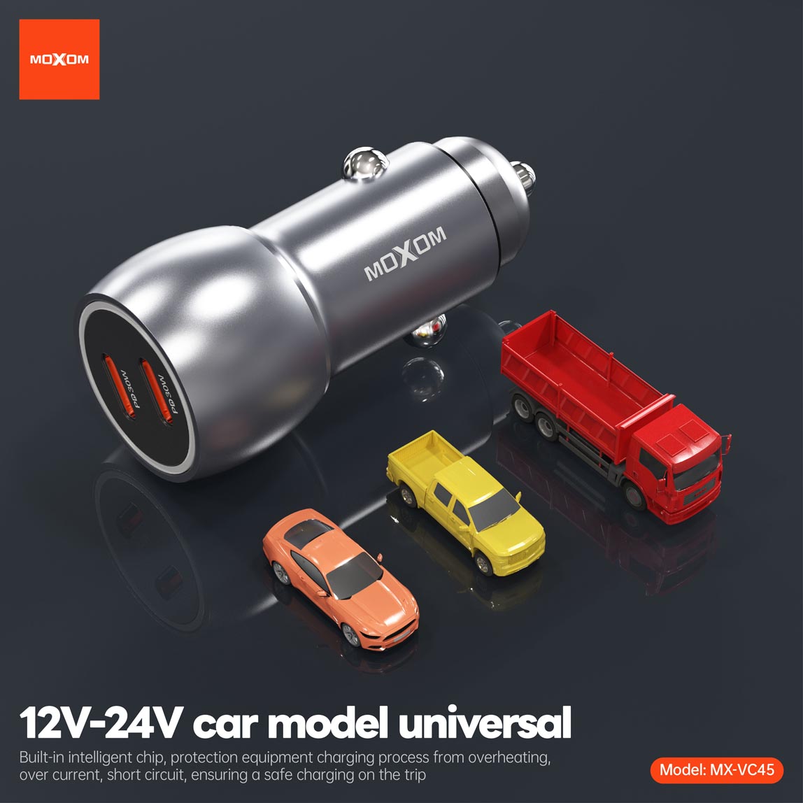 MOXOM 60W Dual PD Fast Car Charger (Model: MX-VC45) - Image 7