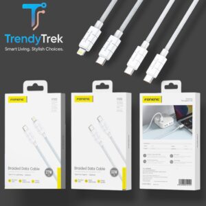 Foneng XS02 Braided Data Cable 1.2m – White (27W & 60W Variants)