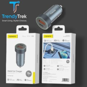 Foneng C16 Metal Car Charger – 30W Fast Charging (PD + QC 3.0) – Dual Output