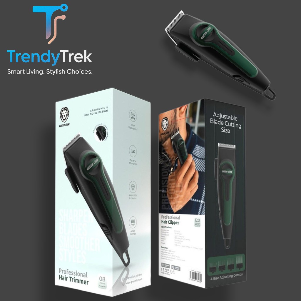 Green Lion Professional Hair Clipper – Rechargeable with Type-C Charging