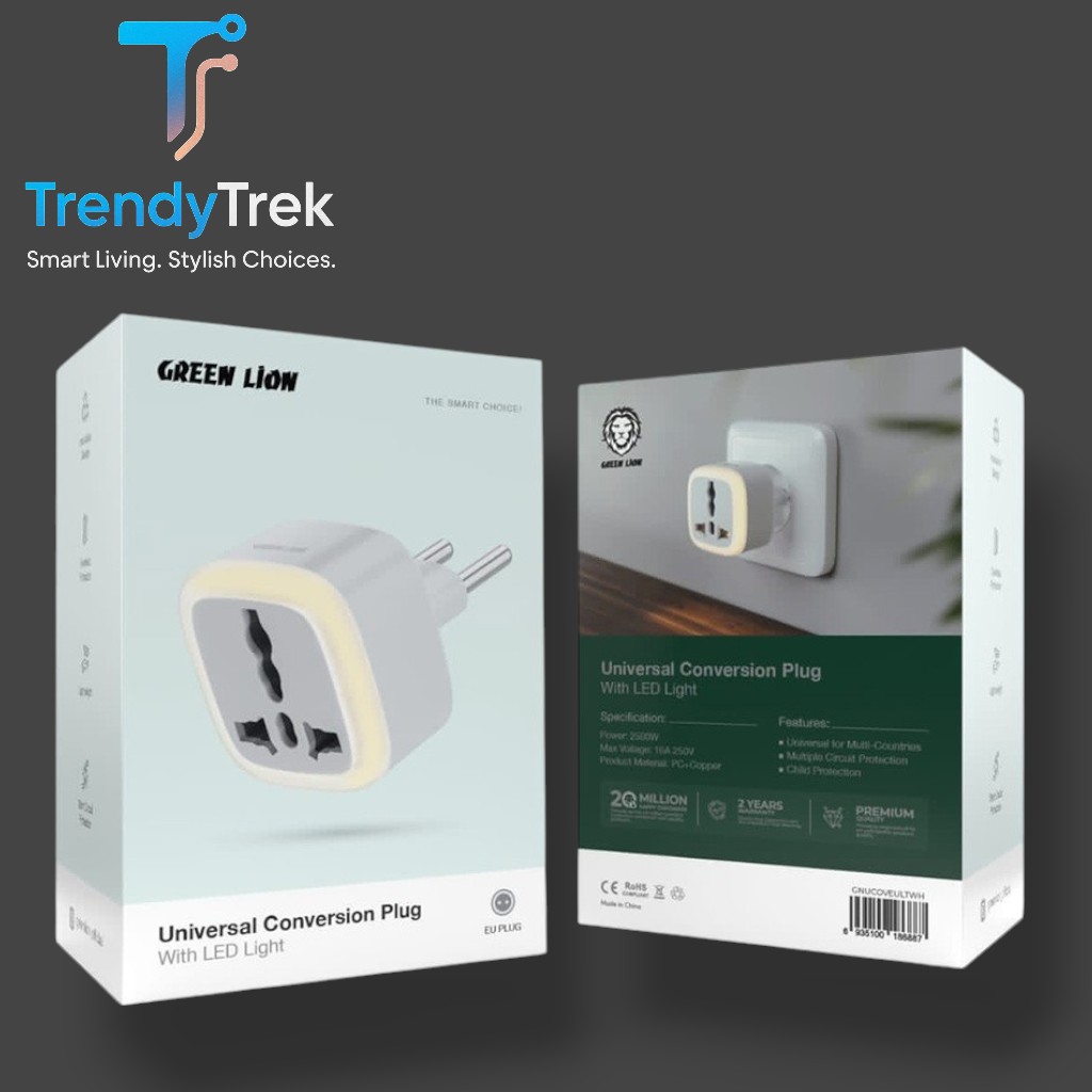 Green Lion Universal Conversion Plug with LED Light – EU Plug
