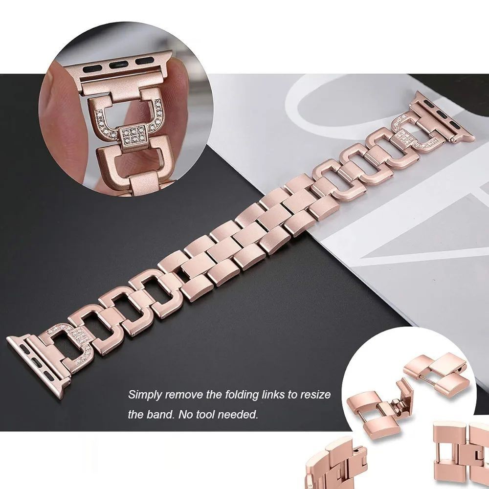 Rose Gold Strass Link Apple Watch Band (42/44/45mm) - Image 4
