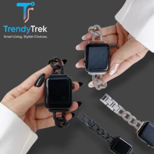 Chain-Link Smartwatch Strap – Black & Silver Variations