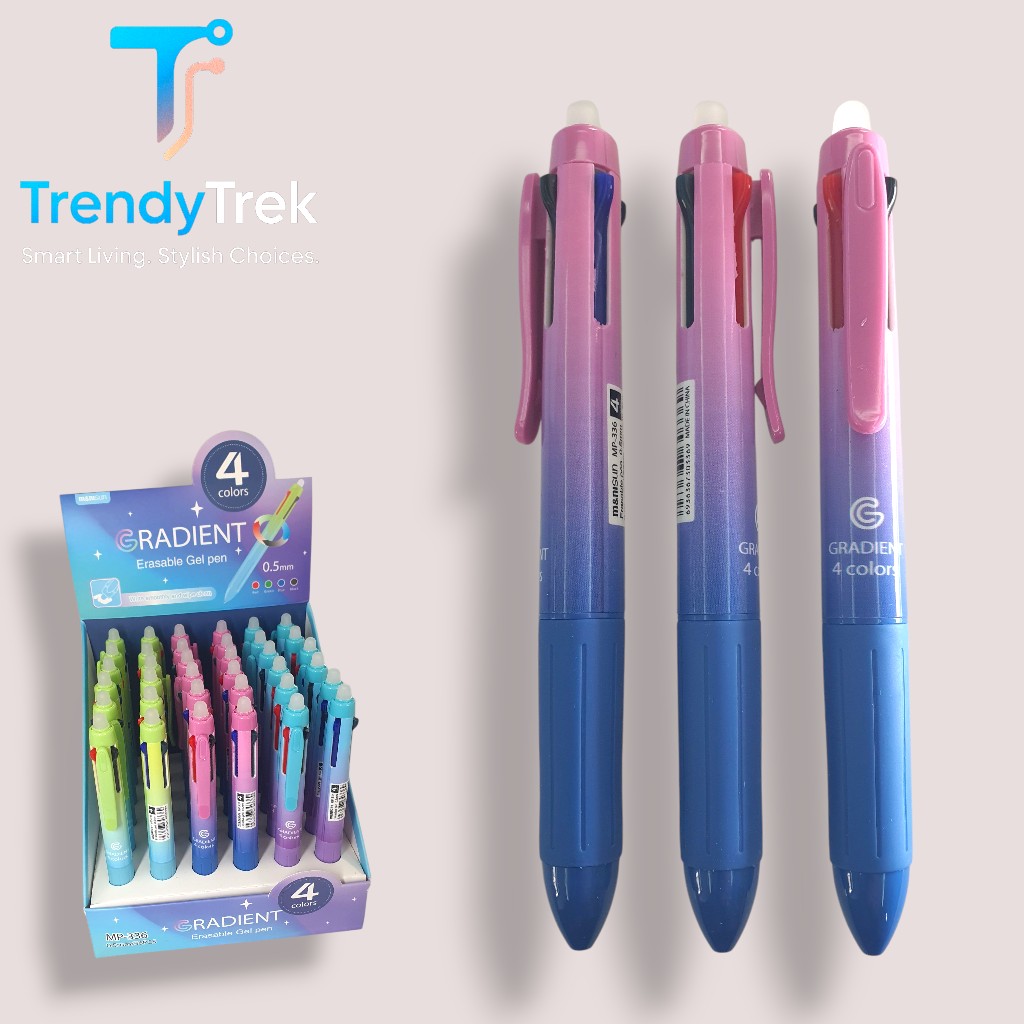 Gradient Erasable Gel Pen – 4 Colors in 1 – 0.5mm (Green / Pink / Blue) - Image 3