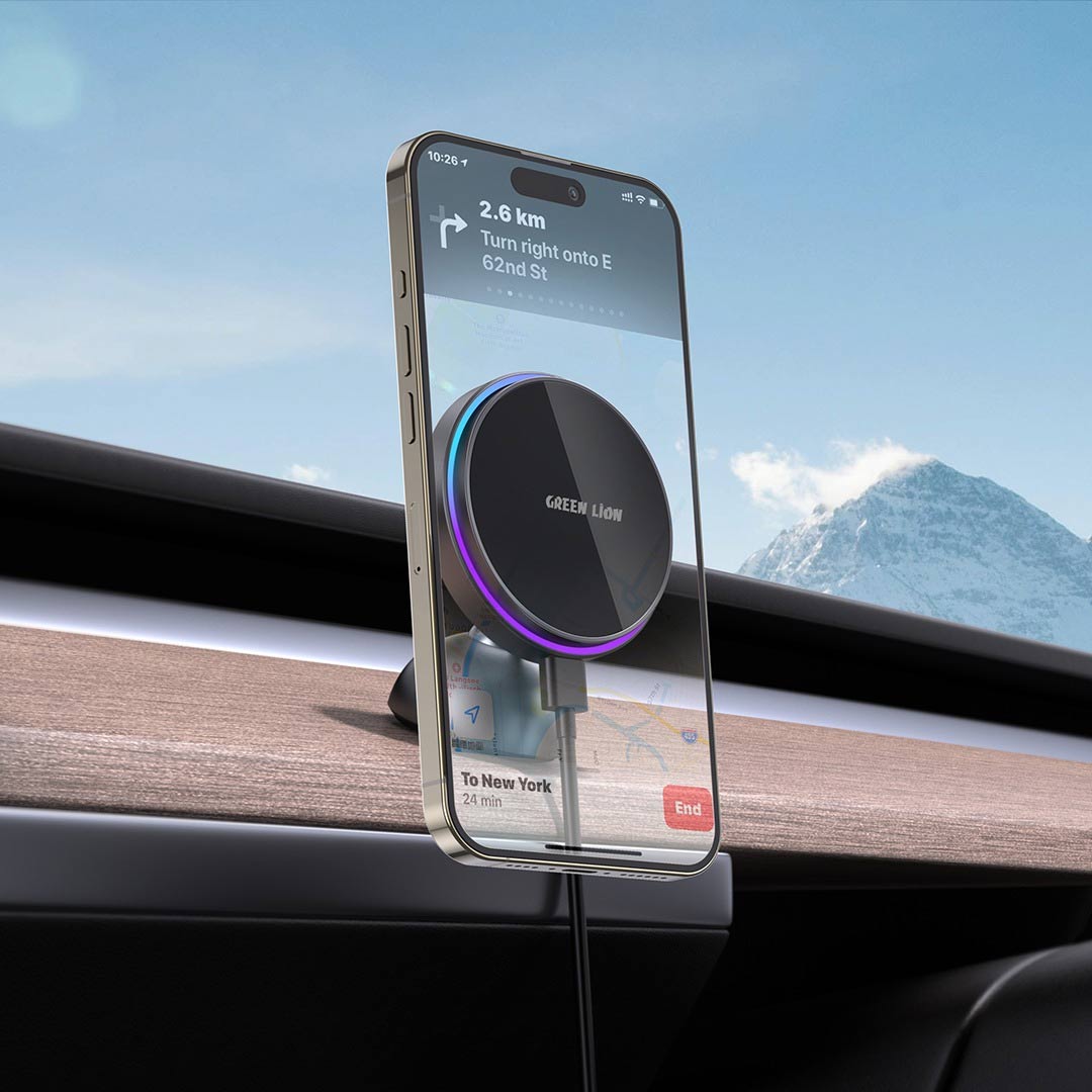 Green Lion MagPrime Car Charger Holder – 15W Fast Charging – RGB Light - Image 3