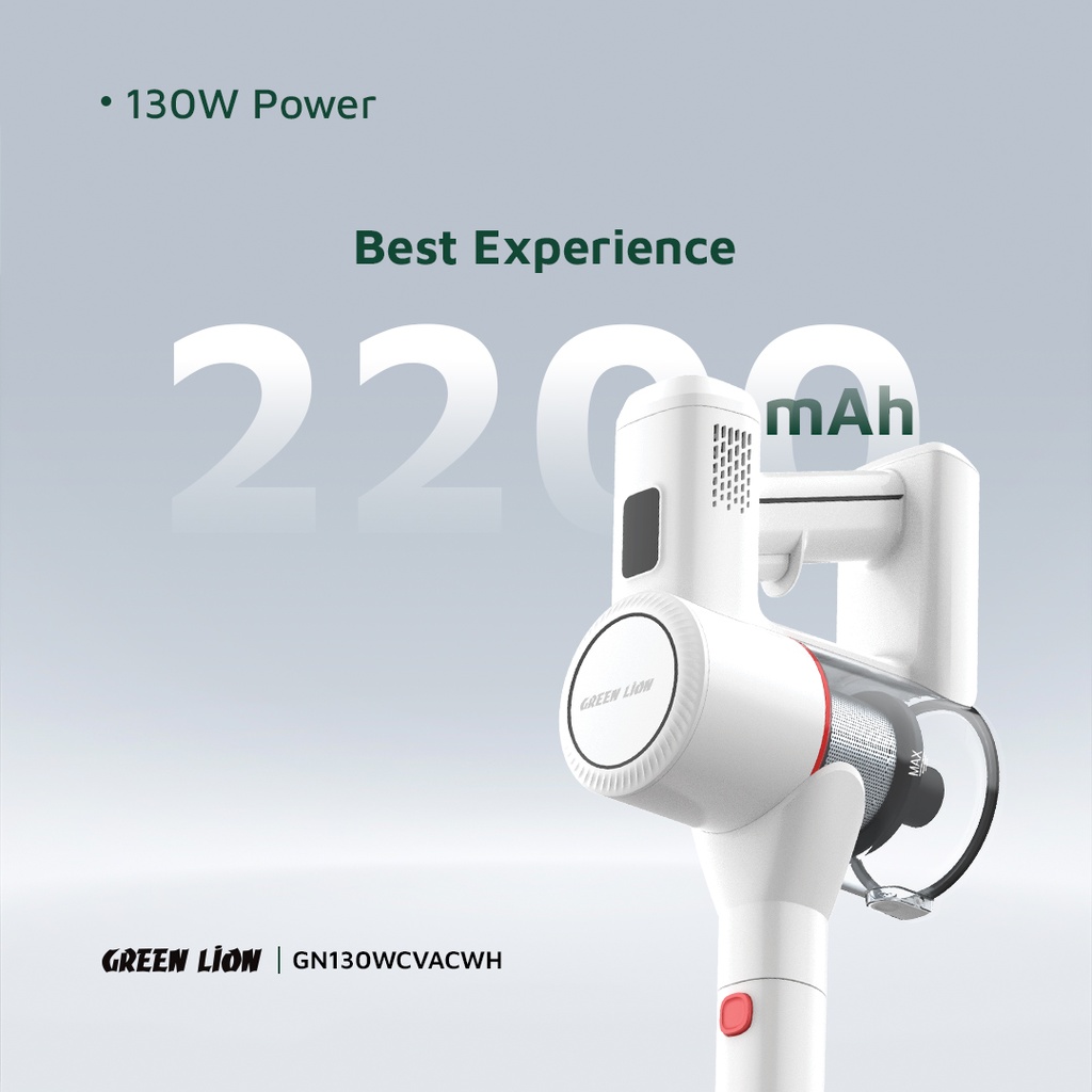 Green Lion Turbo Vacuum Cleaner – 130W – Cordless Handheld & Stick – White - Image 5