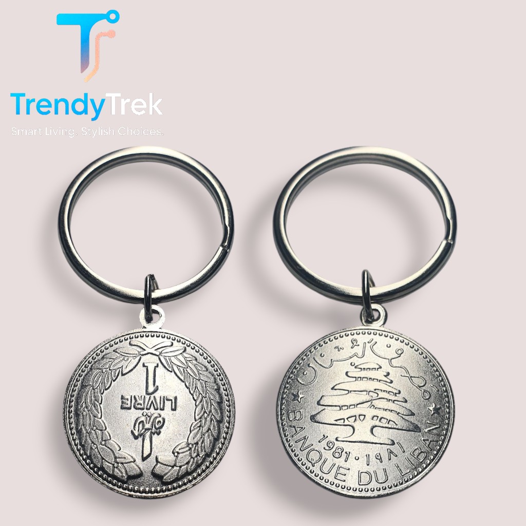Lebanese 1 Lira Vintage Coin Keychain – Heritage Collectible - Image 2