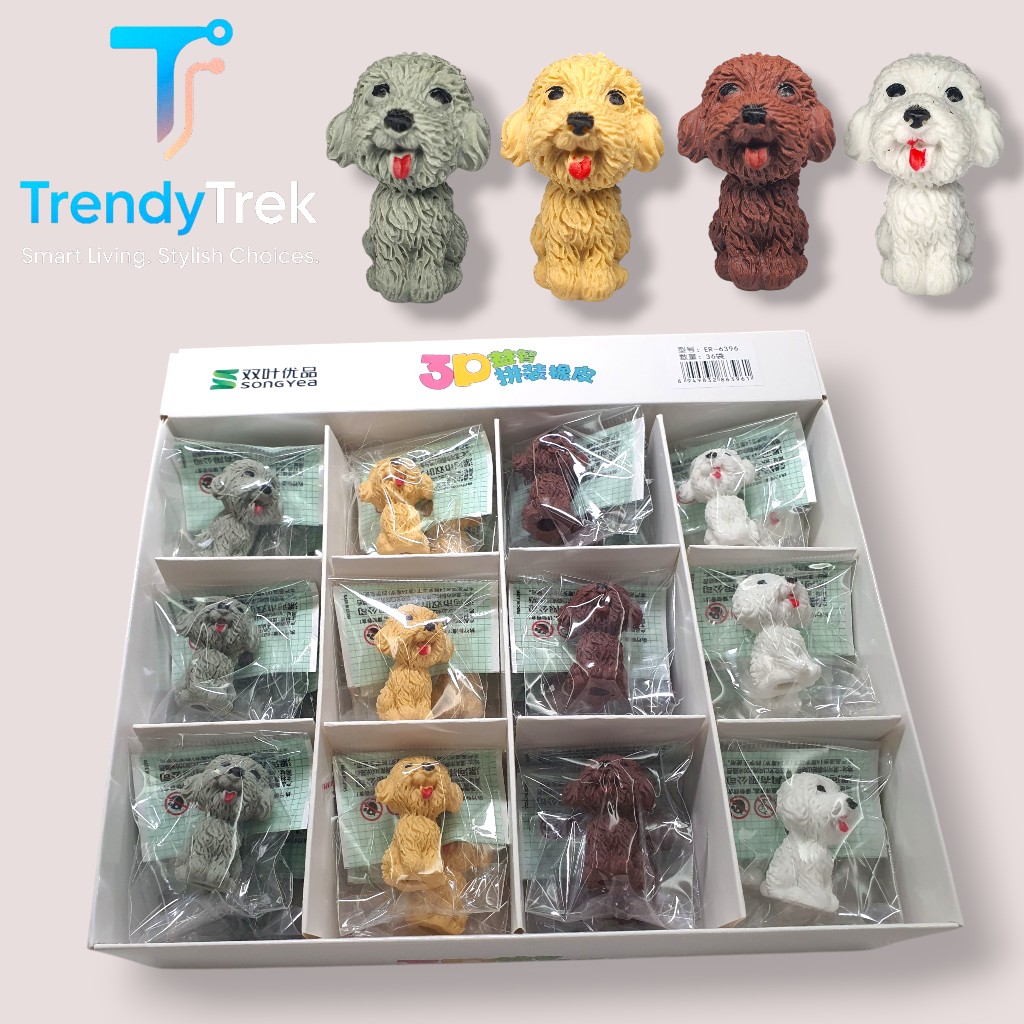 Dog Shape Eraser Pen/Pencil Topper – Assorted Colors - Image 2