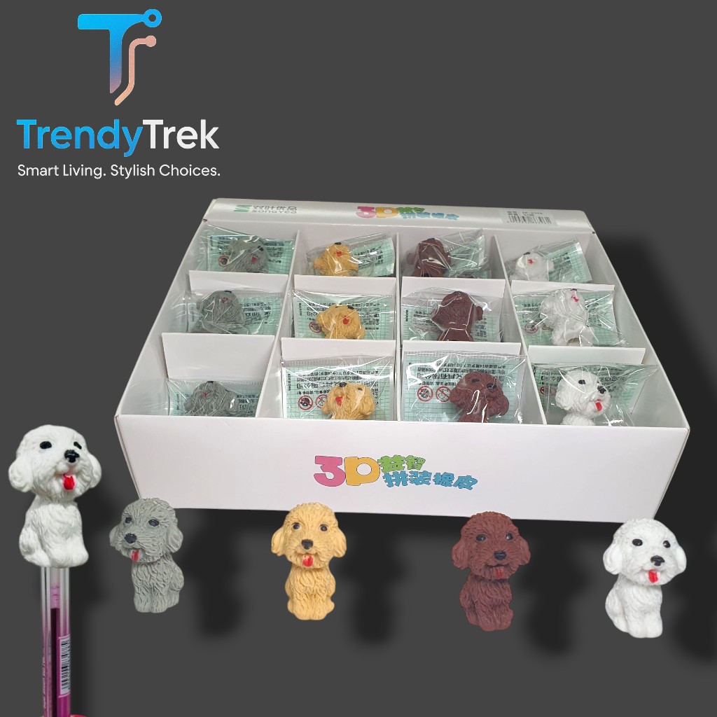 Dog Shape Eraser Pen/Pencil Topper – Assorted Colors