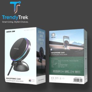 Green Lion MagPrime Car Charger Holder – 15W Fast Charging – RGB Light