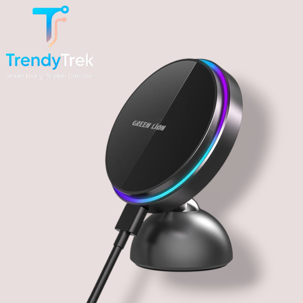 Green Lion MagPrime Car Charger Holder – 15W Fast Charging – RGB Light - Image 2
