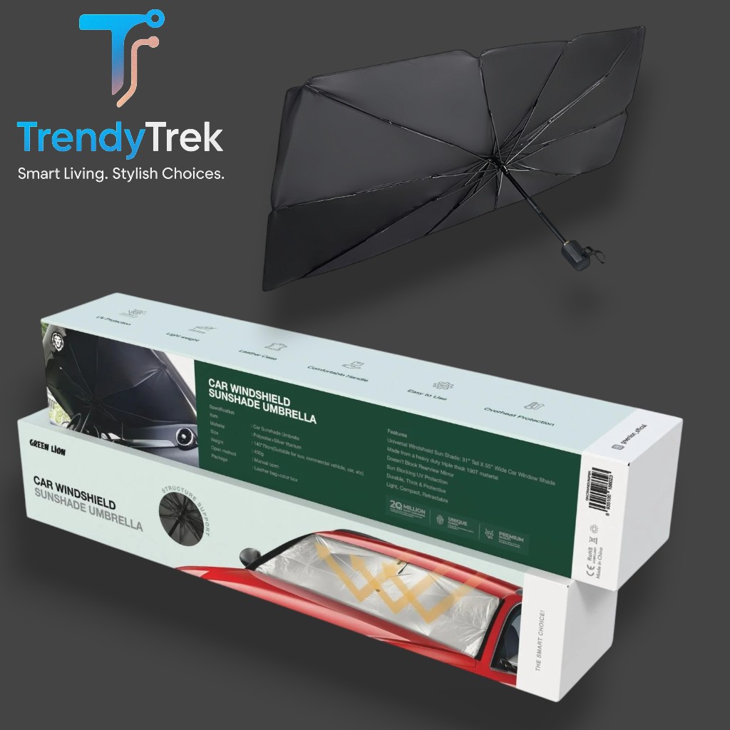 Green Lion Car Windshield Sunshade Umbrella – Universal UV Protection