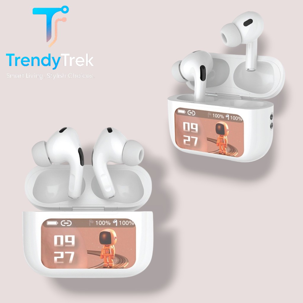 Green Lion TouchTone Lite Earbuds with ANC & LCD Display – White - Image 2