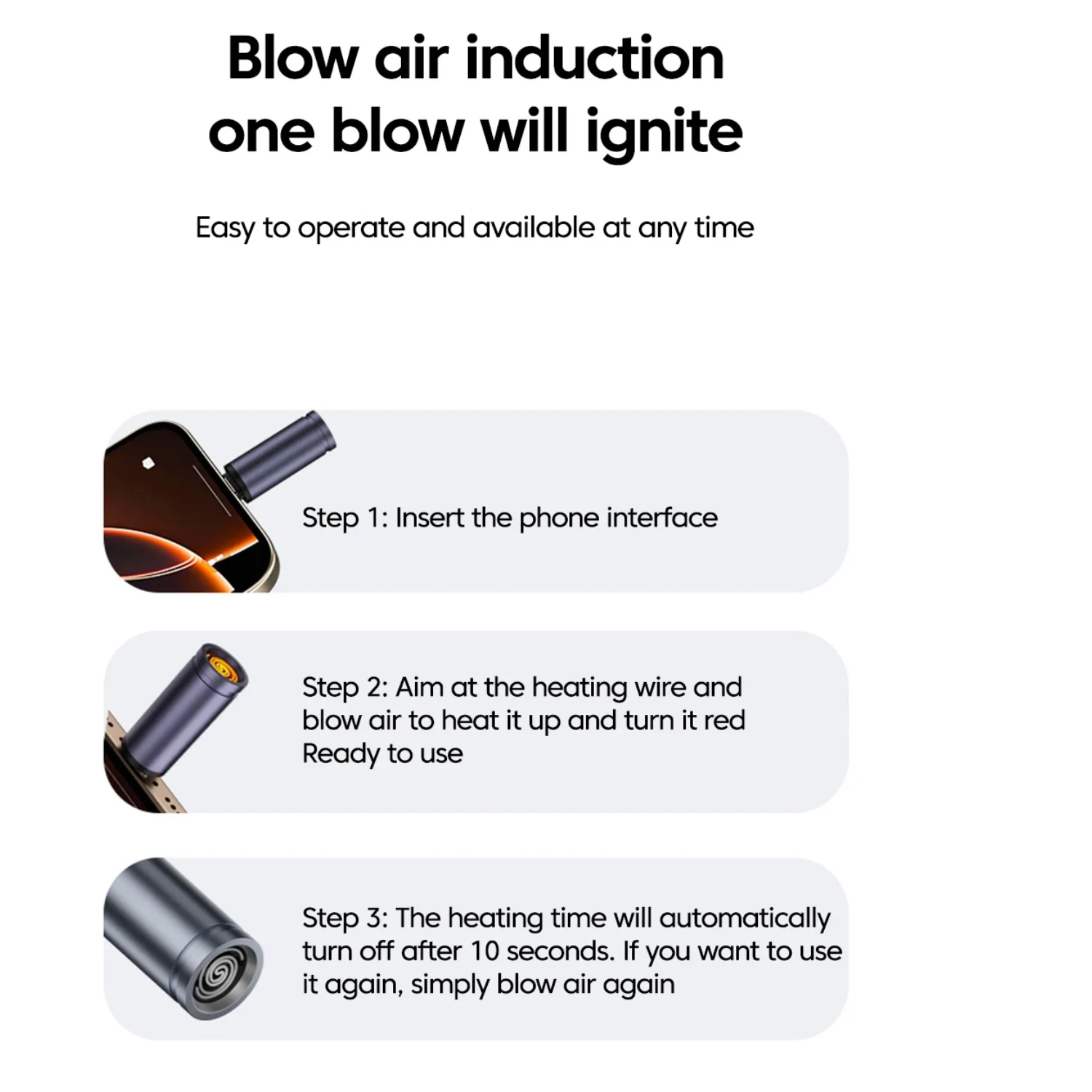 Type-C Mini Cigarette Lighter – Battery-Free USB-C Windproof Lighter (Silver) - Image 3