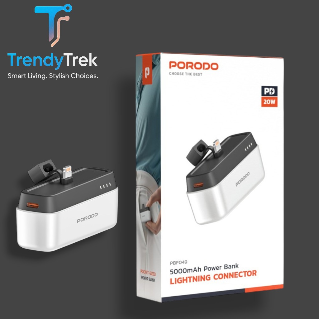 Porodo 5000mAh Mini Power Bank – Lightning Connector (PB049)