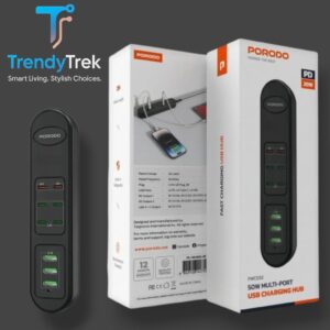 Porodo 50W Multi-Port USB Charging Hub – Black