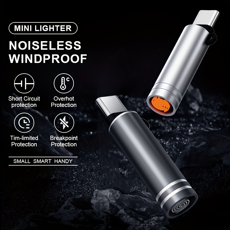 Type-C Mini Cigarette Lighter – Battery-Free USB-C Windproof Lighter (Silver) - Image 2