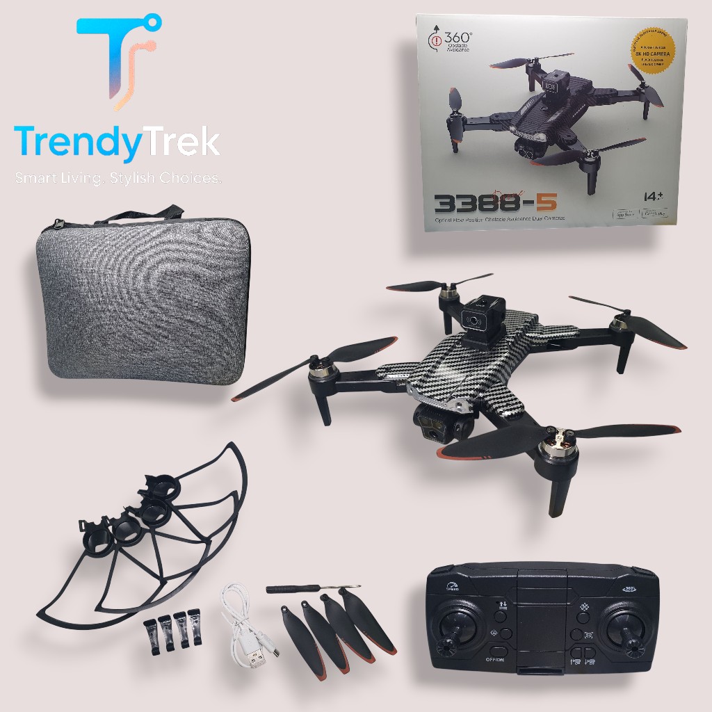 Drone 3388-5 – 8K HD Dual Camera Obstacle Avoidance Quadcopter (Brushless Motor) - Image 3