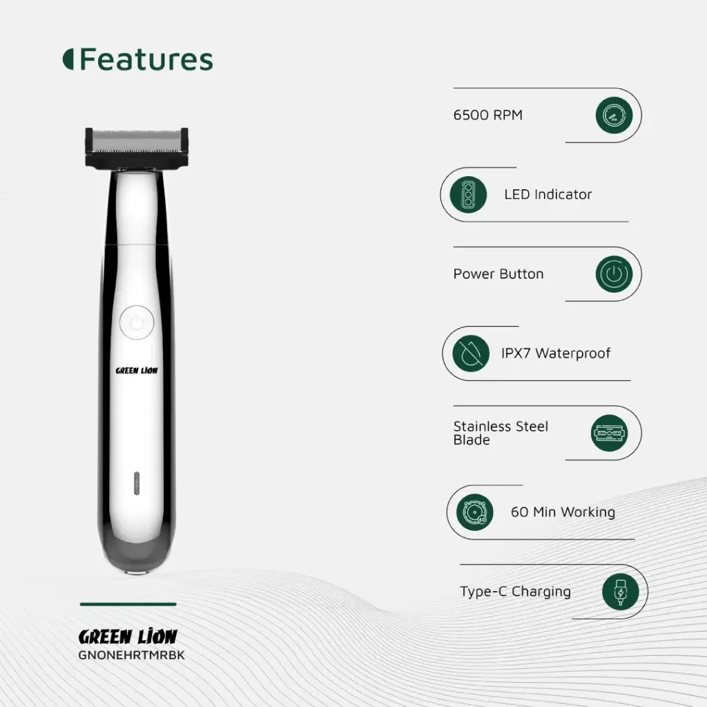 Green Lion One Blade Pro Hair Trimmer – Black - Image 3