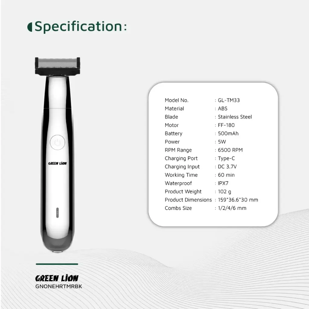 Green Lion One Blade Pro Hair Trimmer – Black - Image 11