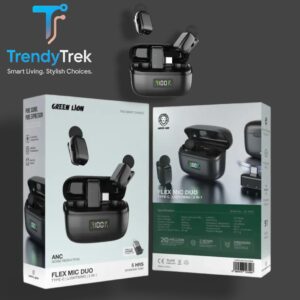 Green Lion Flex Mic Duo – Type-C | Lightning | 2-in-1 Wireless Microphone – Black