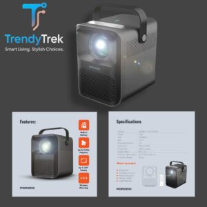 Porodo Full HD Portable Projector – Black