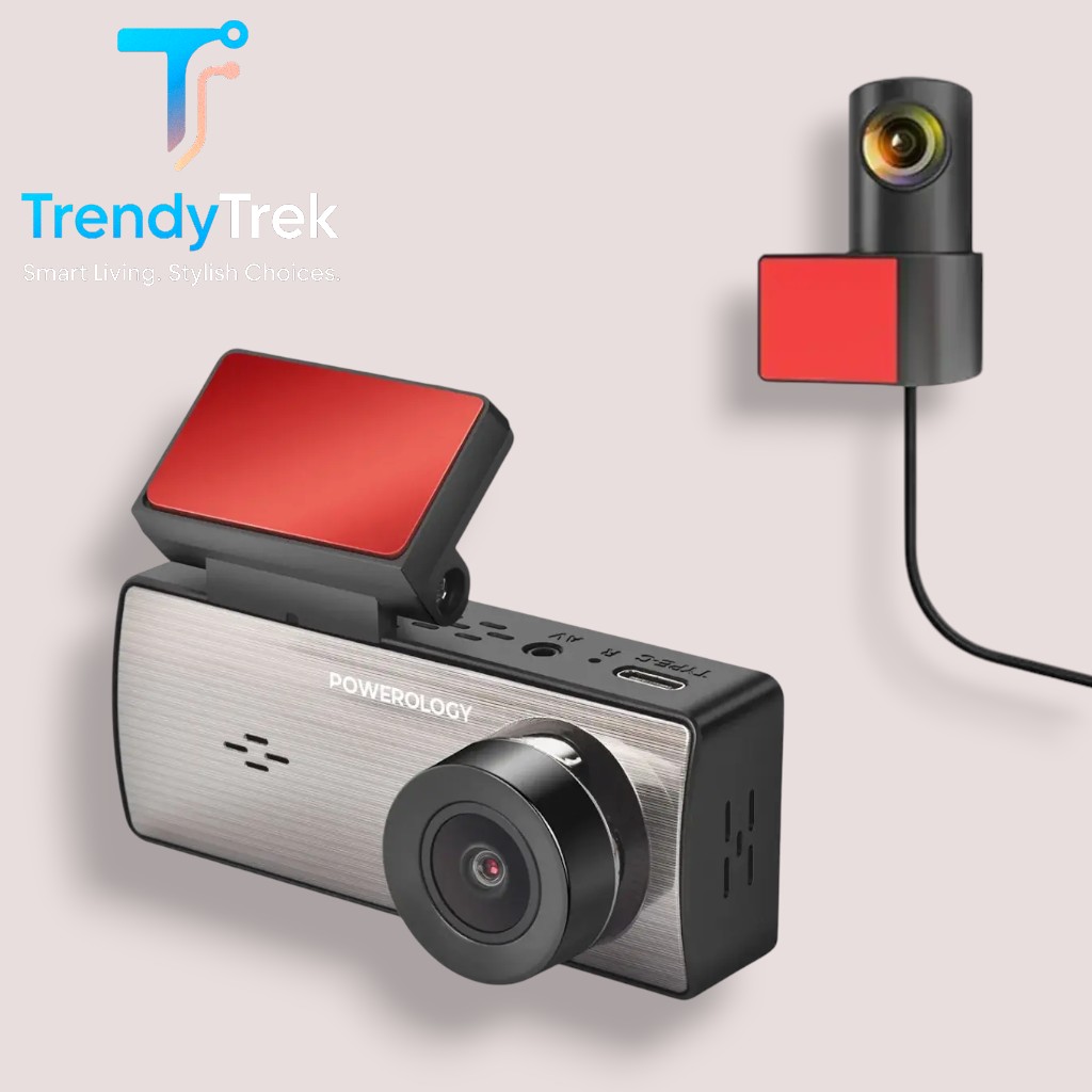Powerology Dual Recording Dash Camera – 2K Front + FHD Rear (CAM2K1) - Image 2
