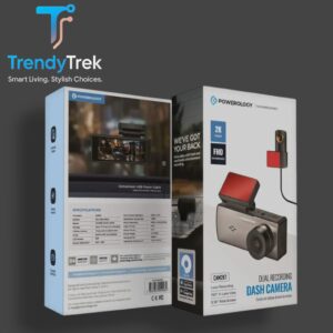 Powerology Dual Recording Dash Camera – 2K Front + FHD Rear (CAM2K1)