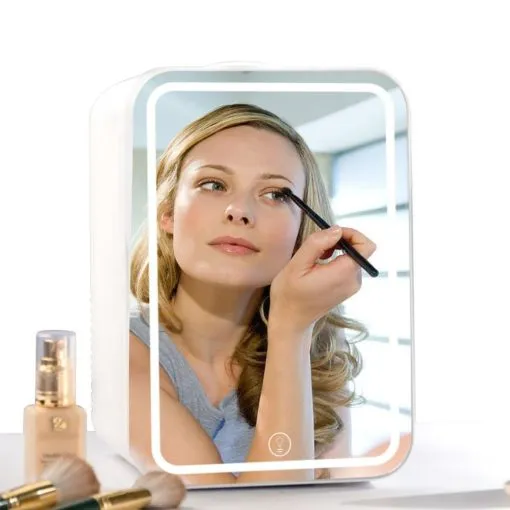 XO CZ015 Home & Car Refrigerator with LED Mirror – White - Image 5