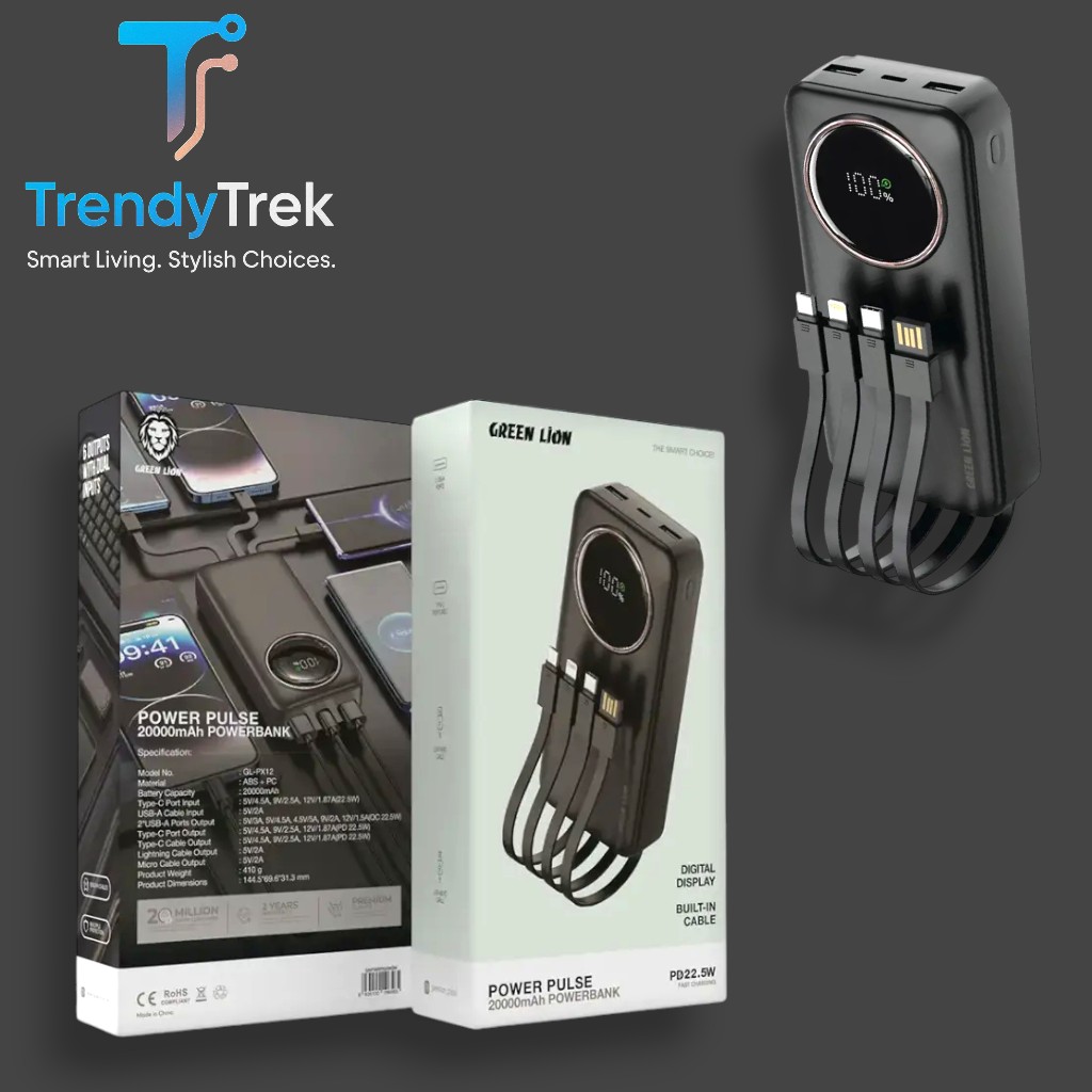 Green Lion Power Pulse 20000mAh Power Bank – Black