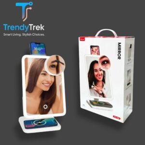 Multifunction Makeup Mirror with Wireless Speaker & Charger – 10X Magnifier