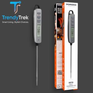 Porodo Lifestyle Digital Meat Thermometer with 180° Auto-Rotating – Silver