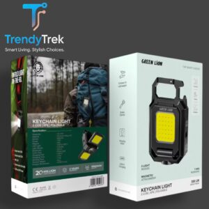 Green Lion Keychain Light with Foldable Design – Black