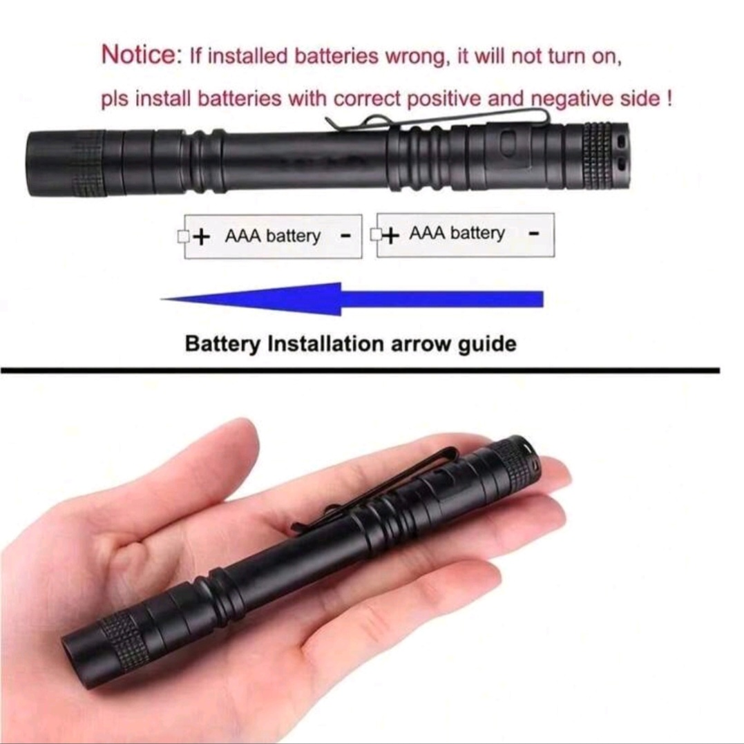 UV 395nm Detection Penlight (2×AAA Battery Powered) – Black (Large) - Image 4