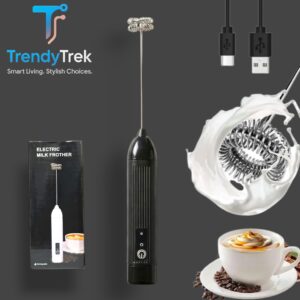 Electric Milk Frother Rechargeable 3 Speed Handheld - Black