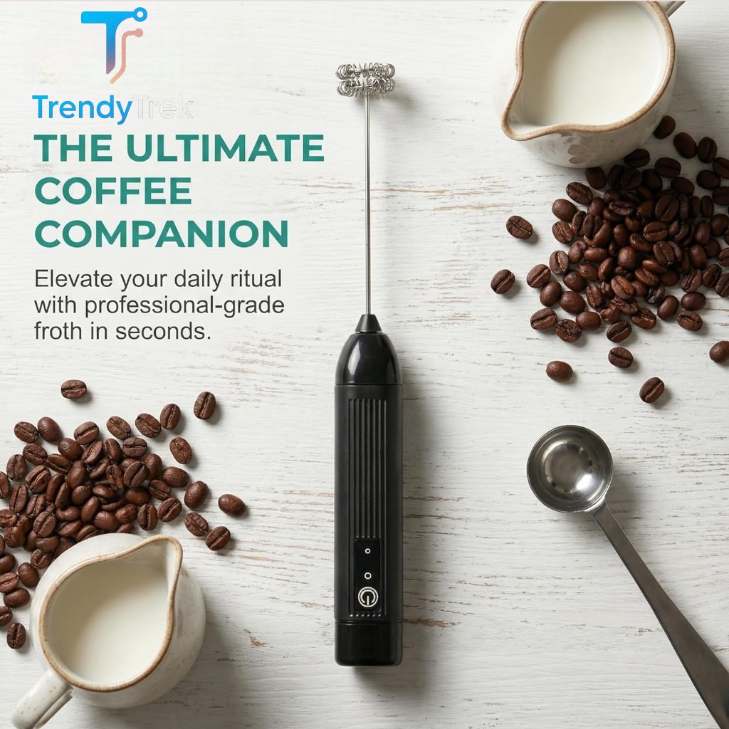Electric Milk Frother Rechargeable 3 Speed Handheld - Black - Image 5