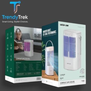 Green Lion Compact Air Cooler Fan with 900mL Water Tank & 120° Oscillation - White