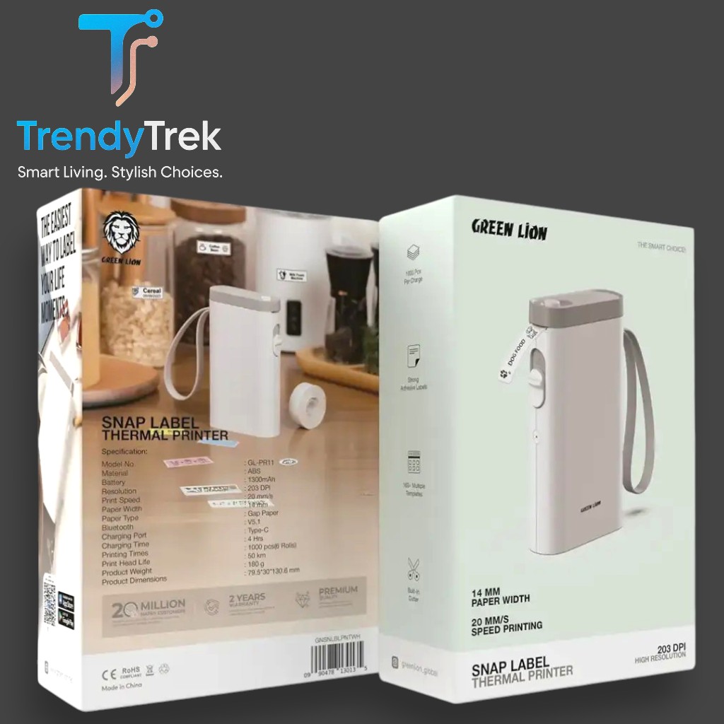 Green Lion Snap Label Thermal Printer 14mm - White