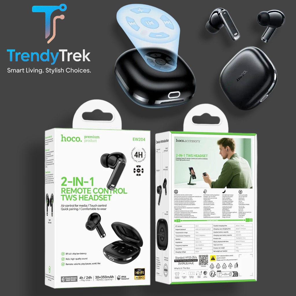 Hoco EW204 Verso True Wireless BT Headset with Remote Control