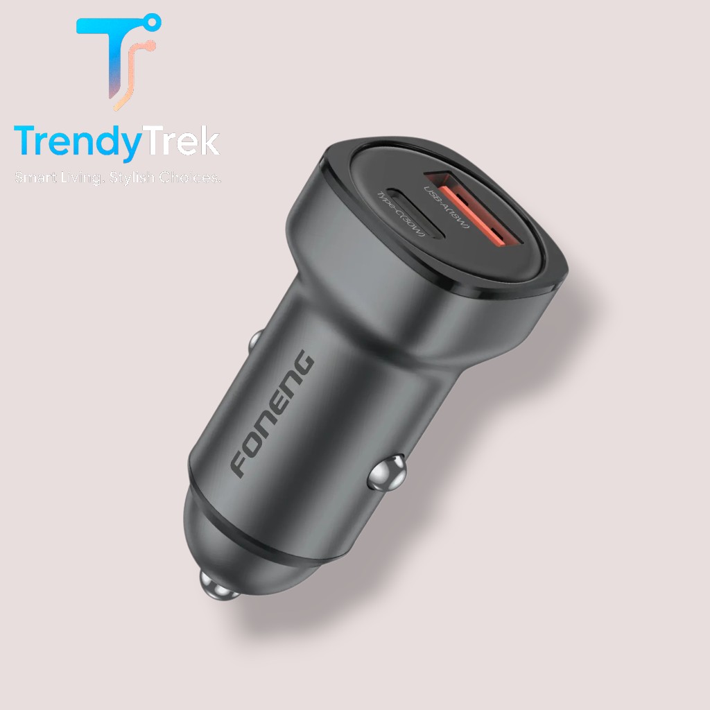 Foneng C23 A+C 2-Port Zinc Alloy Car Charger (30W) - Image 2