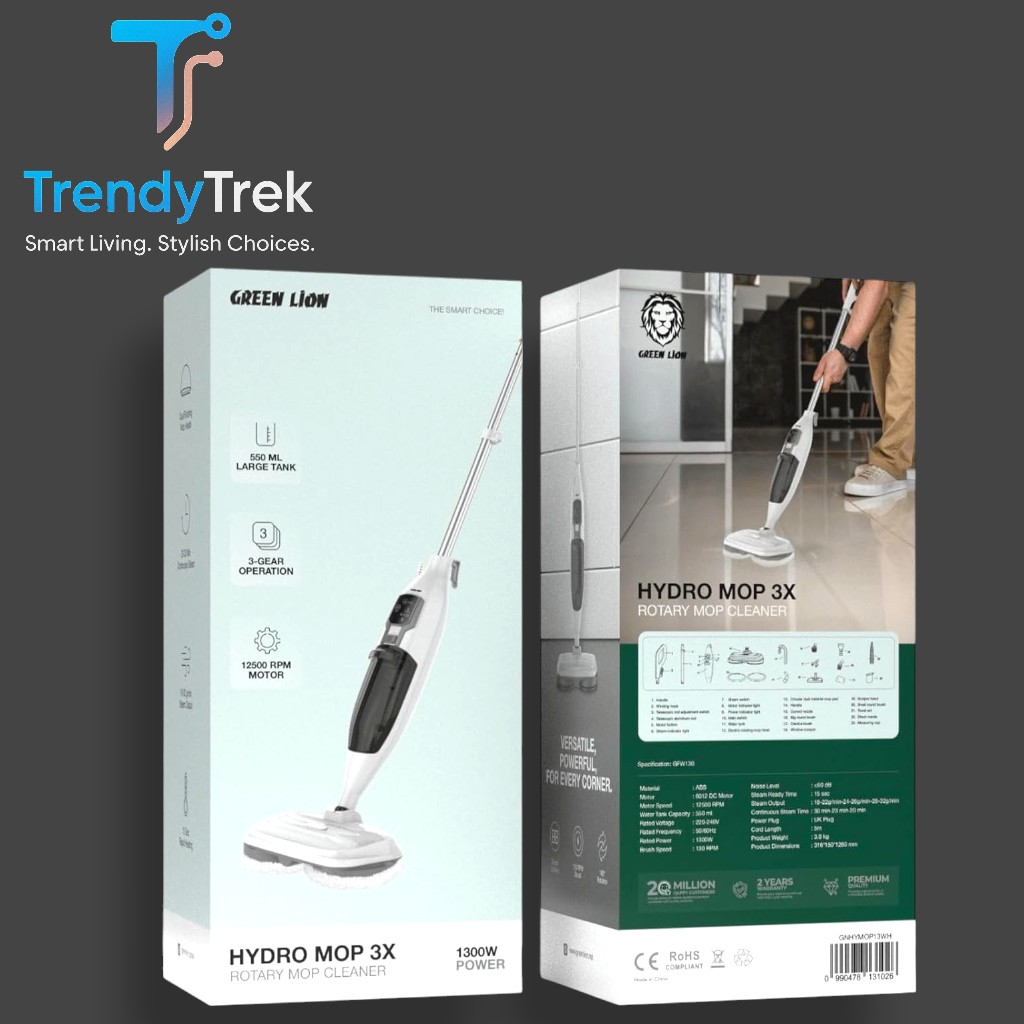 Green Lion Hydro Mop 3X Rotary Mop Cleaner 1300W - White