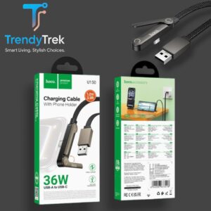 Hoco U150 36W USB-A to USB-C Charging Cable with Phone Holder – 1.2m