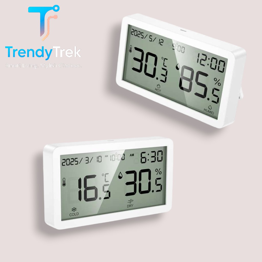 Hoco HX42 5-in-1 High Precision Thermo-Hygrometer Alarm Clock - White - Image 3