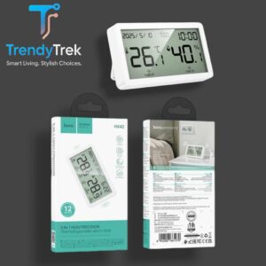 Hoco HX42 5-in-1 High Precision Thermo-Hygrometer Alarm Clock - White