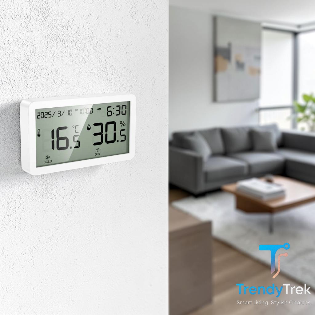 Hoco HX42 5-in-1 High Precision Thermo-Hygrometer Alarm Clock - White - Image 5